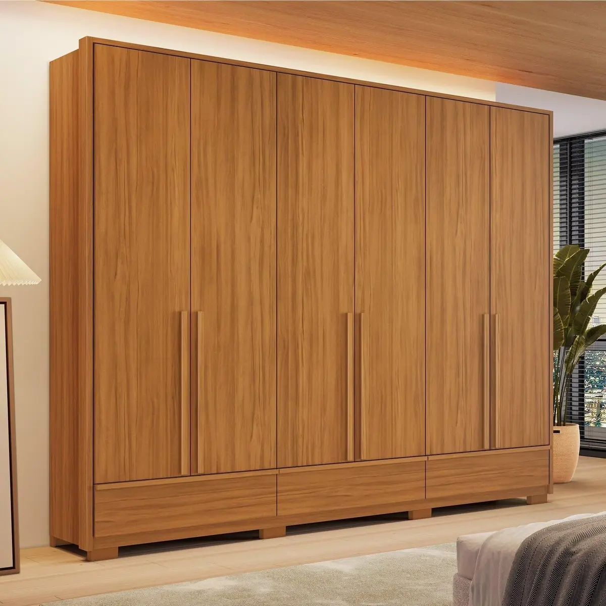 Guarda-roupa Casal 6 Portas 3 Gavetas 100% Mdf Prime Freijó