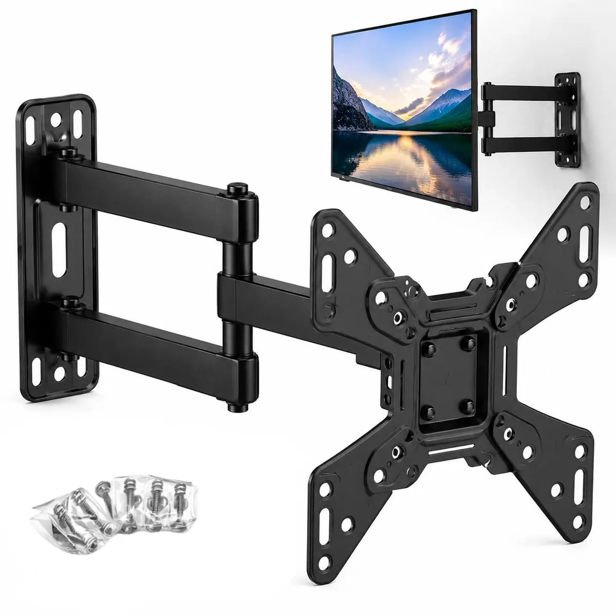 Suporte Articulado para TV 14 a 50 Polegadas Universal VESA 75x75 a 400x400 mm, Suporte de Parede com Giro e Inclinação Ajustável para TV LED, LCD, OLED, Plasma e Smart TV