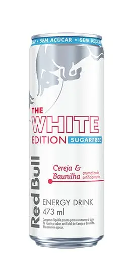 Red Bull Energético, White Edition, Cereja e Baunilha, Sem Açúcar, 473ml