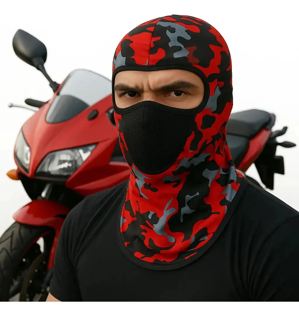 Kit 2 Balaclava Touca Ninja Motoqueiro Térmica Proteção Cor Vermelho Desenho Exército Tamanho Único