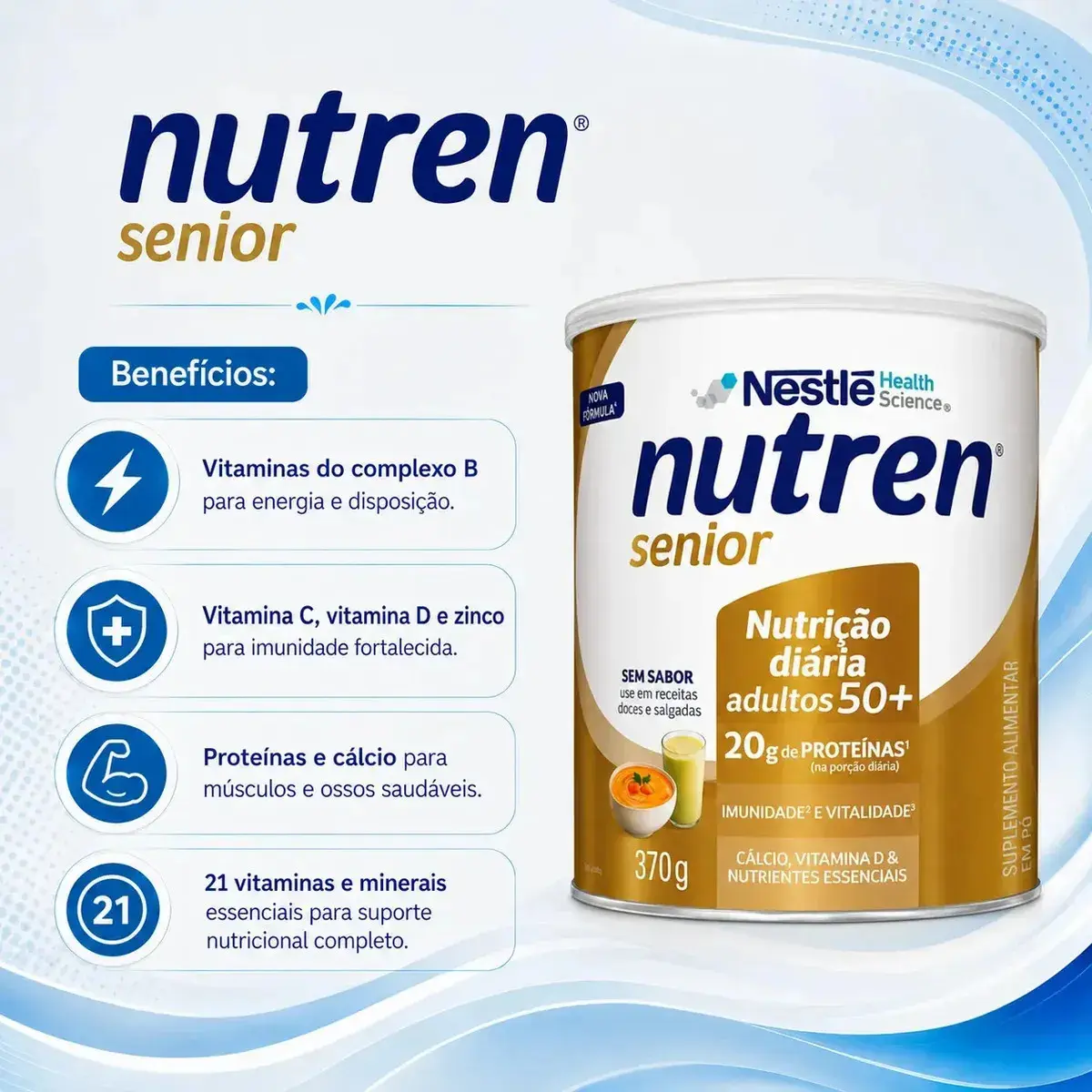 Suplemento em pó Nestlé alimentar nutren senior sem sabor Nutren x 370g thumbnail 3