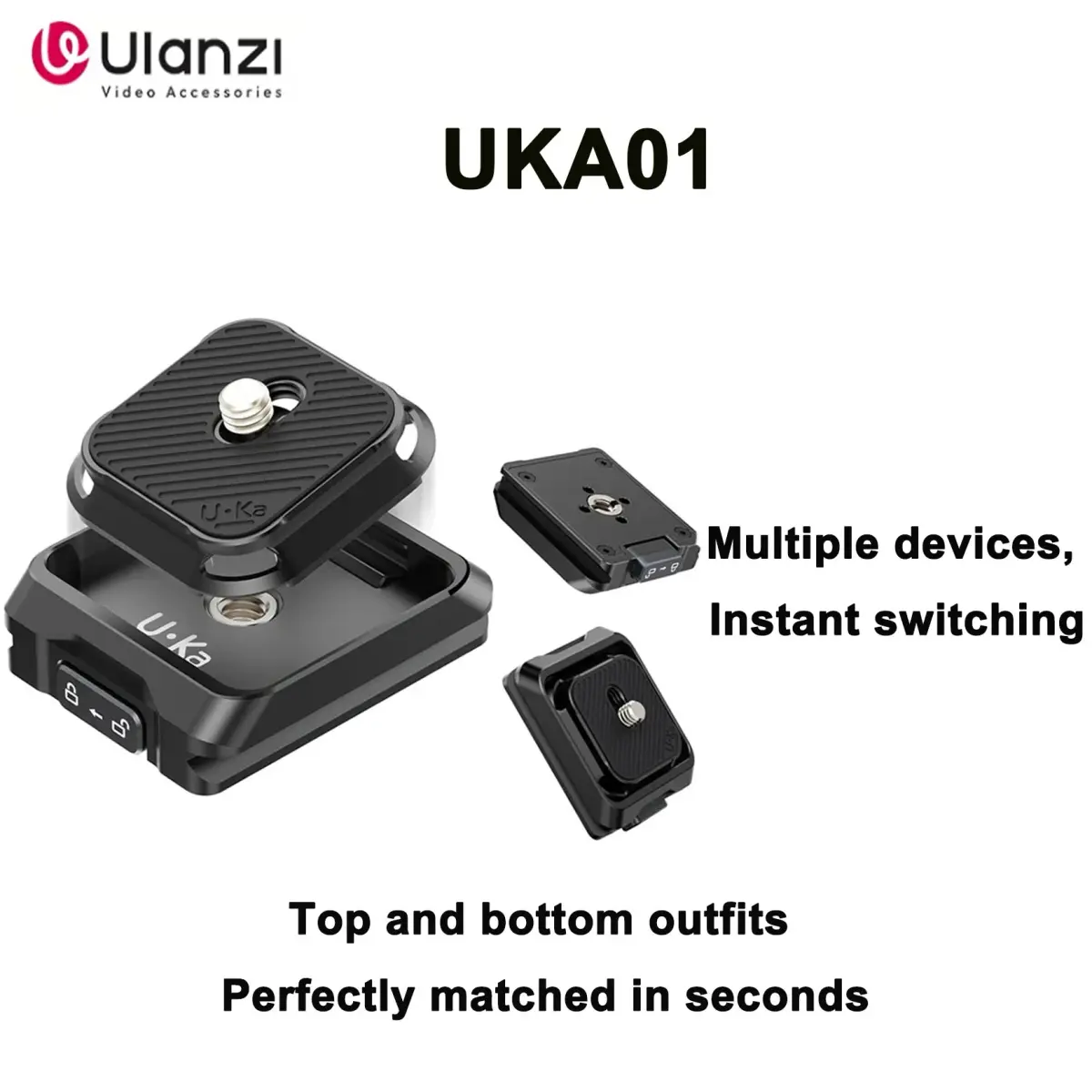 Original Ulanzi Uka01 Kit de montagem rápida câmera placa estabilizador tripé base de liberação rápida - 1