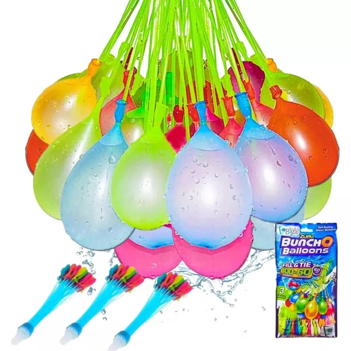 Kit de Bexigas para Guerra de Água com 111 Peças - Bexigas Coloridas e Prontas para Uso Imediato, Ideal para Brincadeiras e Diversão ao Ar Livre, Não precisa amarrar - TYDA