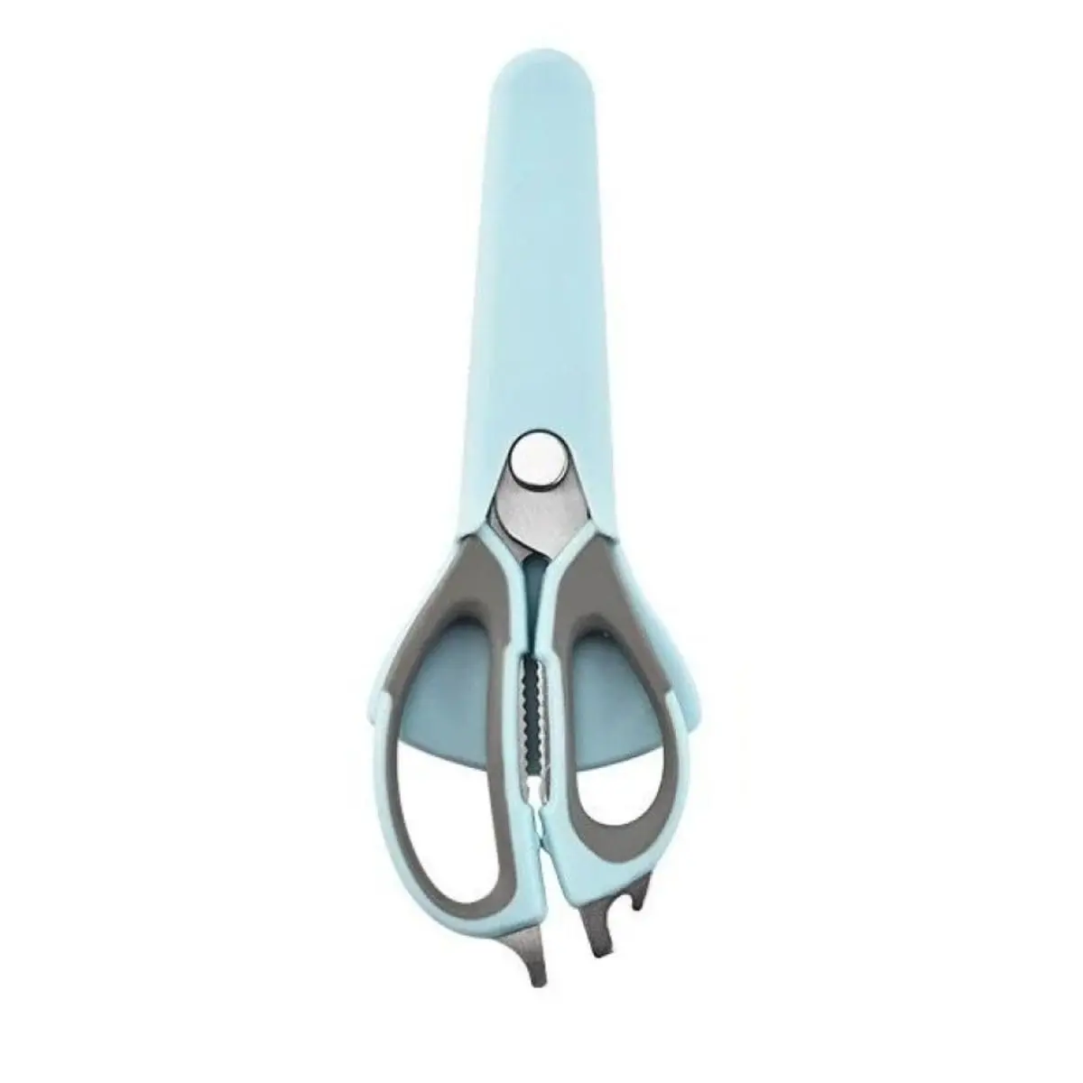 Tesoura de Cozinha Multiuso 7em1 Cabo Ergonômico 23cm Aço Inox Cortar Alimentos Frango Peixe Multiuso Premium (Azul)