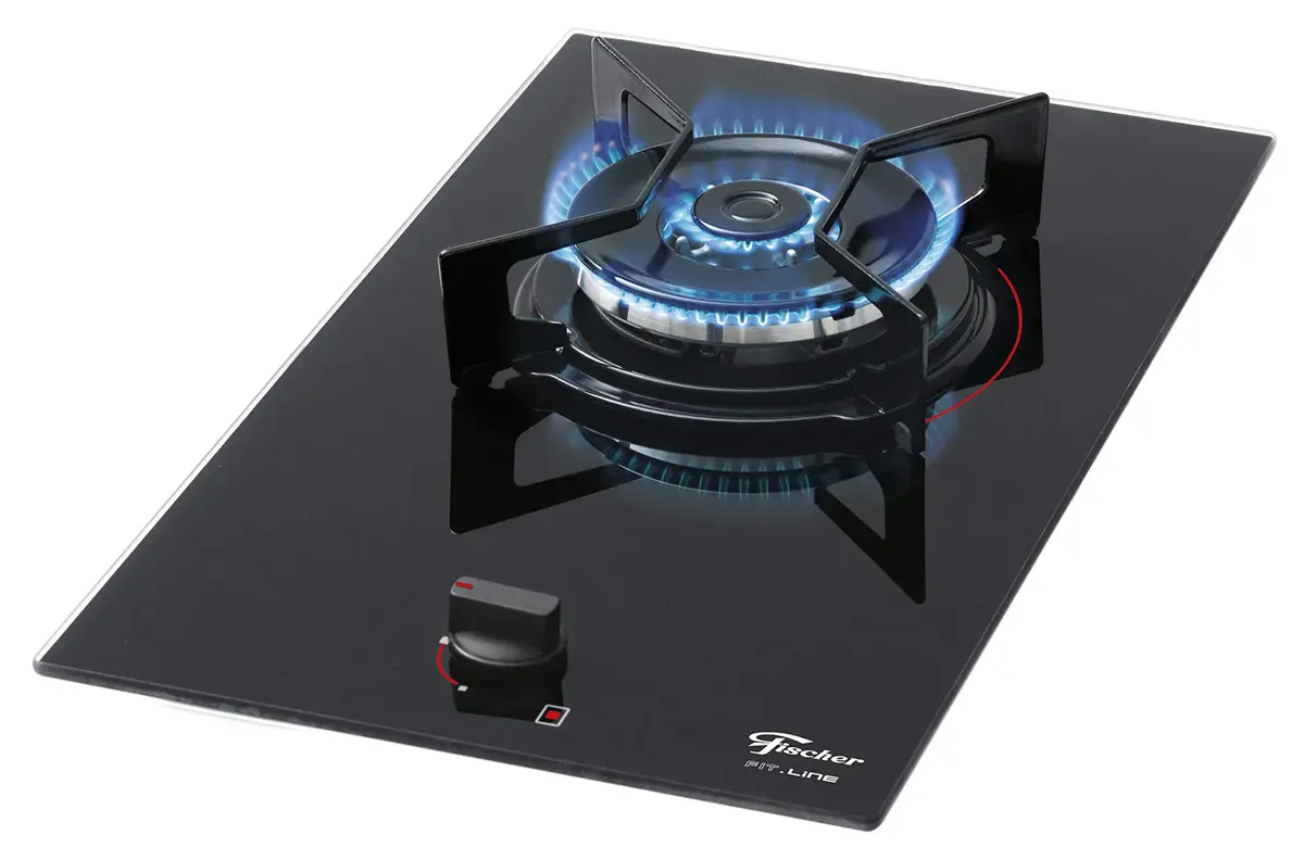 Fischer Cooktop à Gás 1 Boca Tripla Chama Fit Line Mesa Vidro Preto Bivolt - 27184-60014
