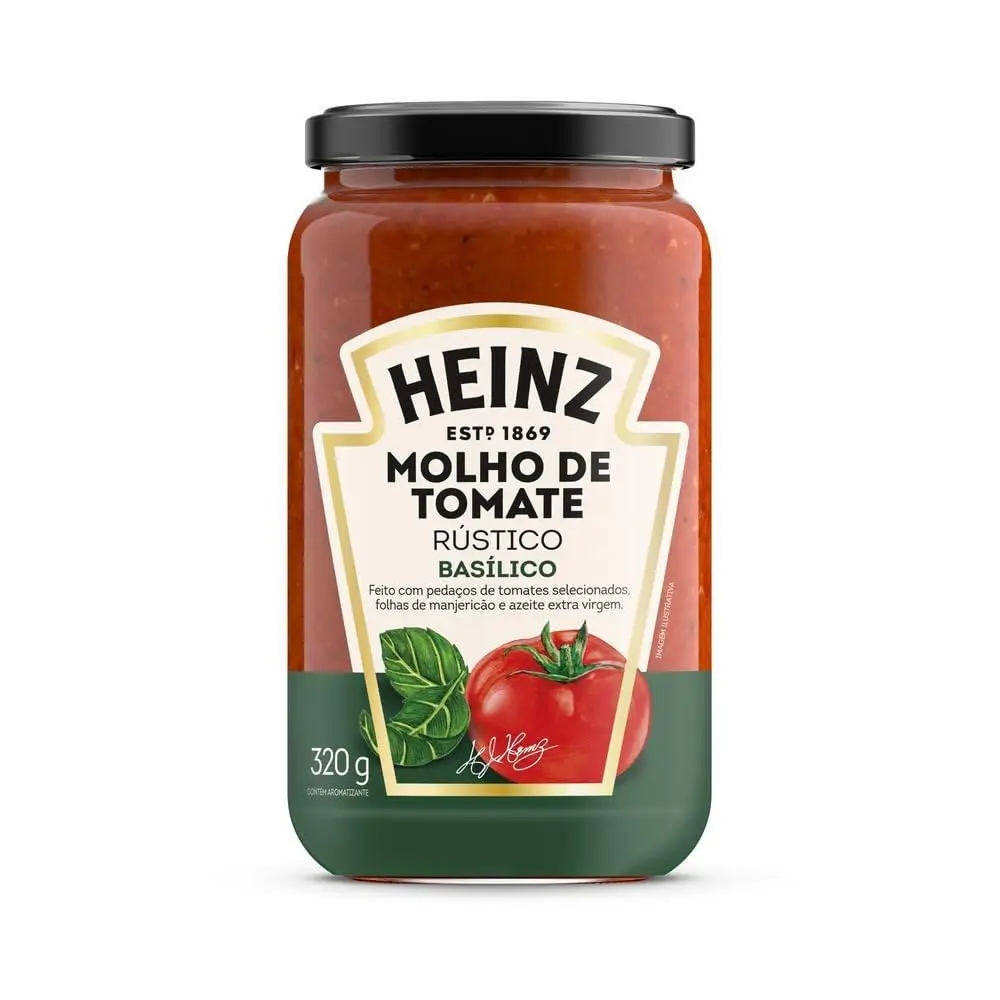 Heinz Molho de Tomate Rústico Basílico em vidro, 320G