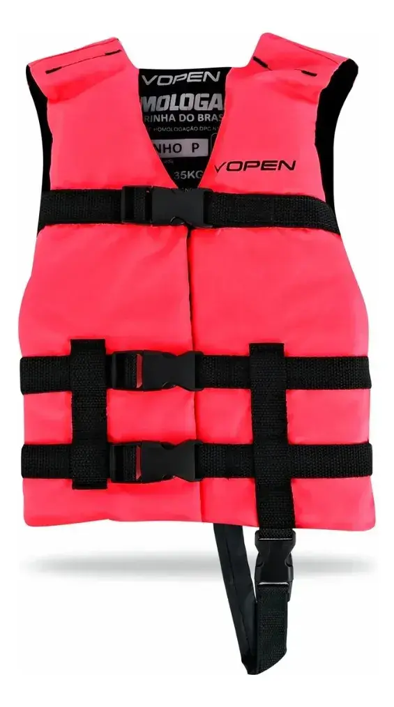 Colete Classe V Salva Vidas Homologado Infantil Nylon Vopen Rosa P - 1