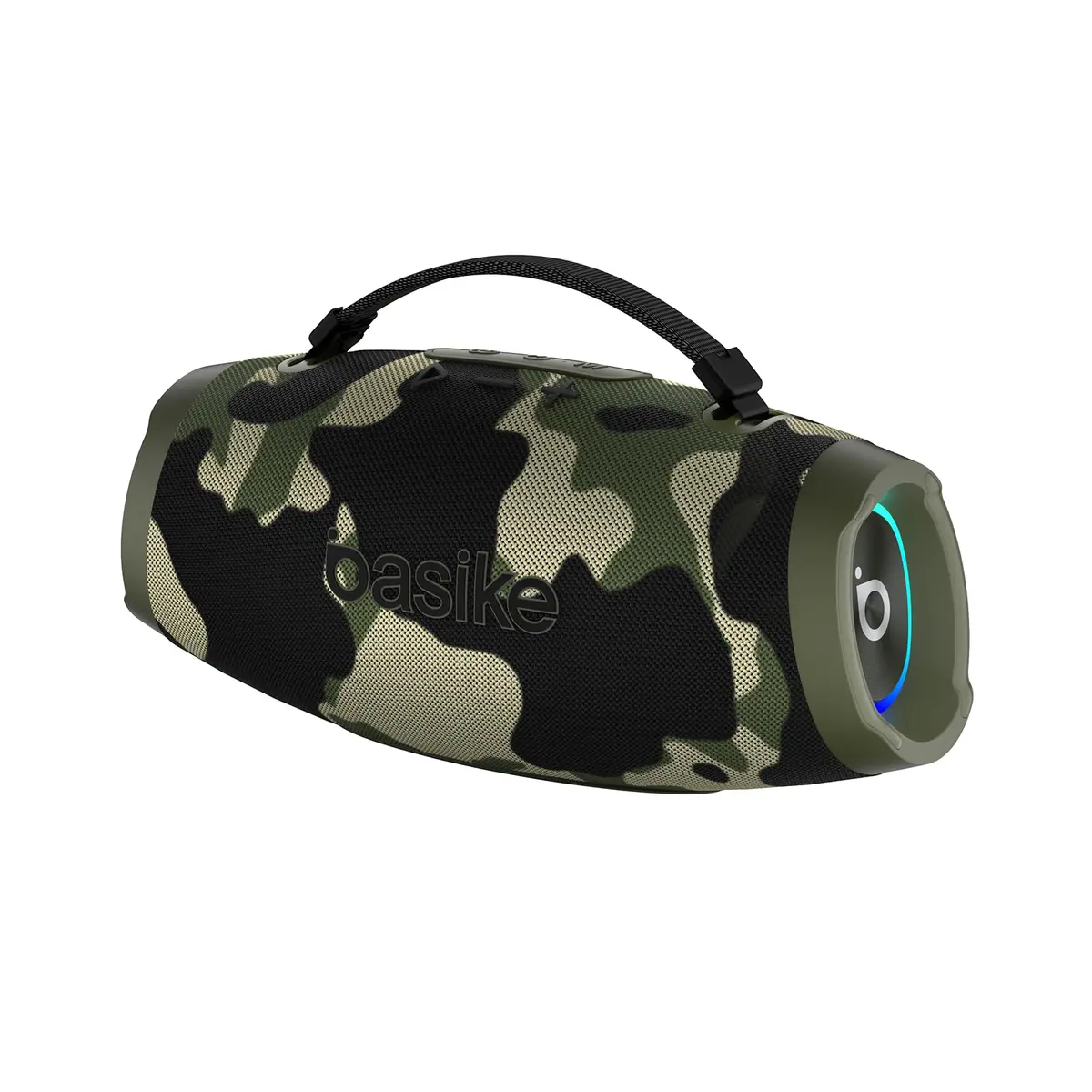 Basike Caixa de Som Estéreo Sem Fio, Boombox 120W, Bluetooth, cor camuflada | Bateria 10000mAh, IPX6 À Prova de Água, Luz RGB, Equalizador, TWS, Festa, Viagem, Piscina