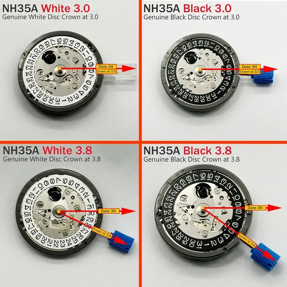 Movimento Mecânico Automático Genuíno Japonês NH35 de Alta Precisão com 24 Rubis para Substituição de Relógios Mod NH35A Data às 3:00 - 1