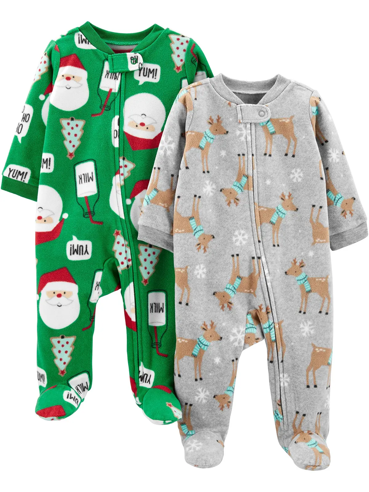Macacão de dormir para bebês Pijama e brincadeira com pés de lã para bebês, pacote com 2 Simple Joys by Carter'sUnisex Bebê
