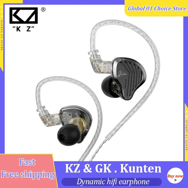 Fone de Ouvido Kz Gk Kunten 1DD com Driver Dinâmico, HiFi IEMs Intra-auriculares, Cabo Destacável de 2 Pinos, Headset Gamer de Metal para Audiófilos - 1