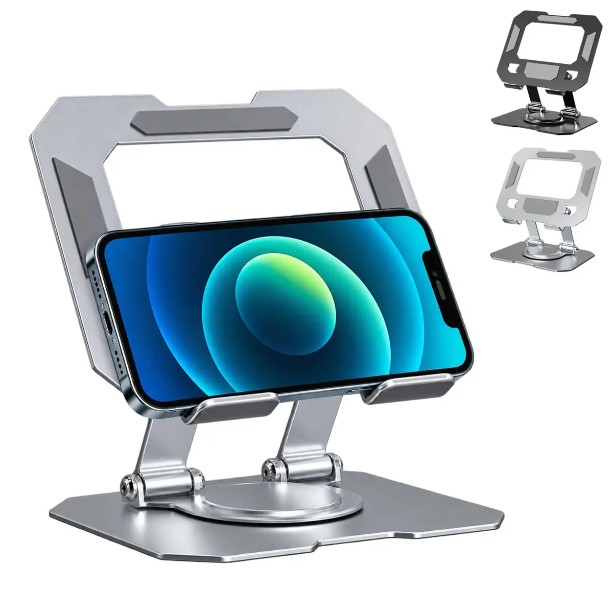 Suporte para Tablet, Suporte para Celular, Apoio para Mesa, Suporte Articulado em Alumínio, Base Rotativa, Dobrável, Ajustável, AVIBES