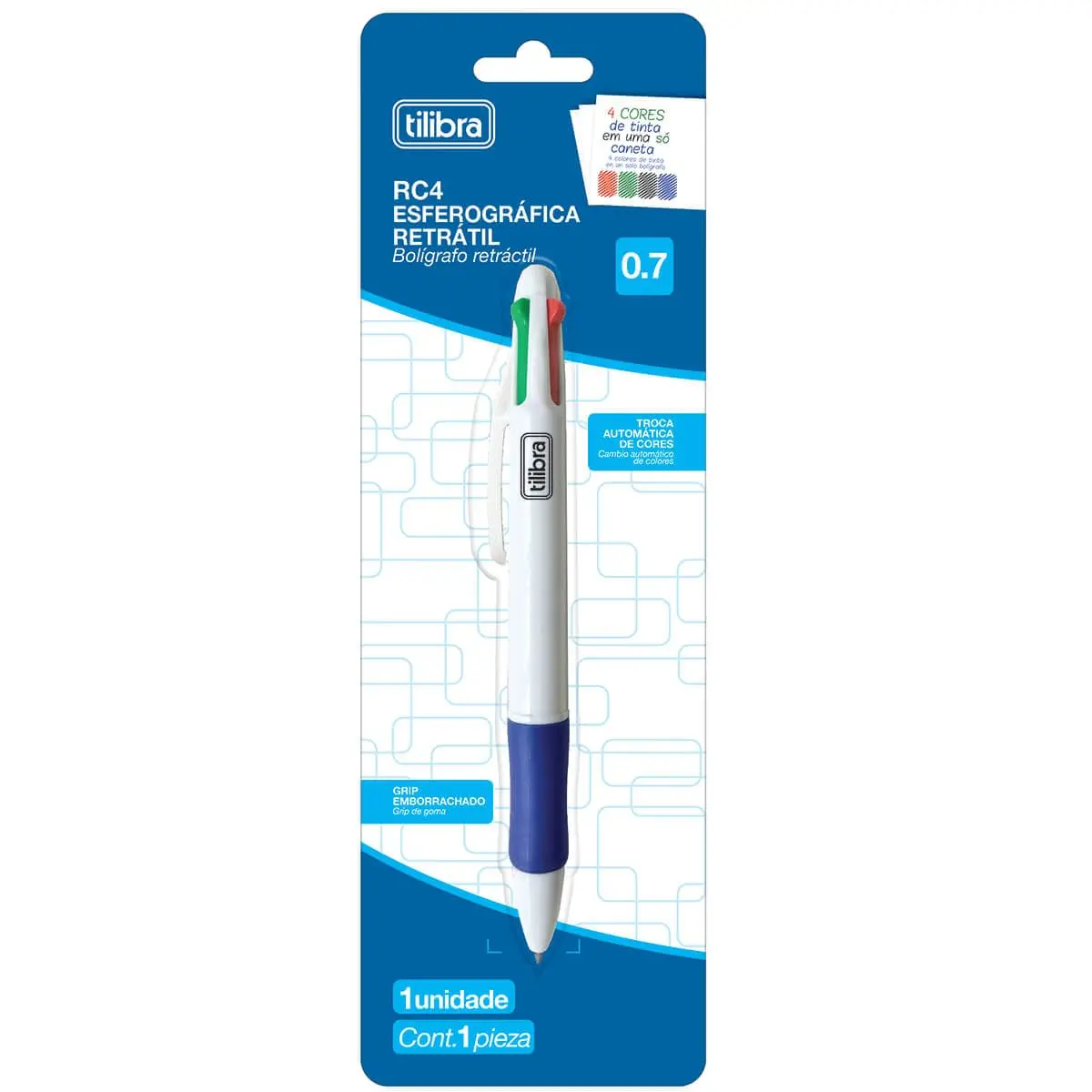 Tilibra - Caneta Esferográfica 0.7mm RC4 Cores Blister - Sortido - Tilibra
