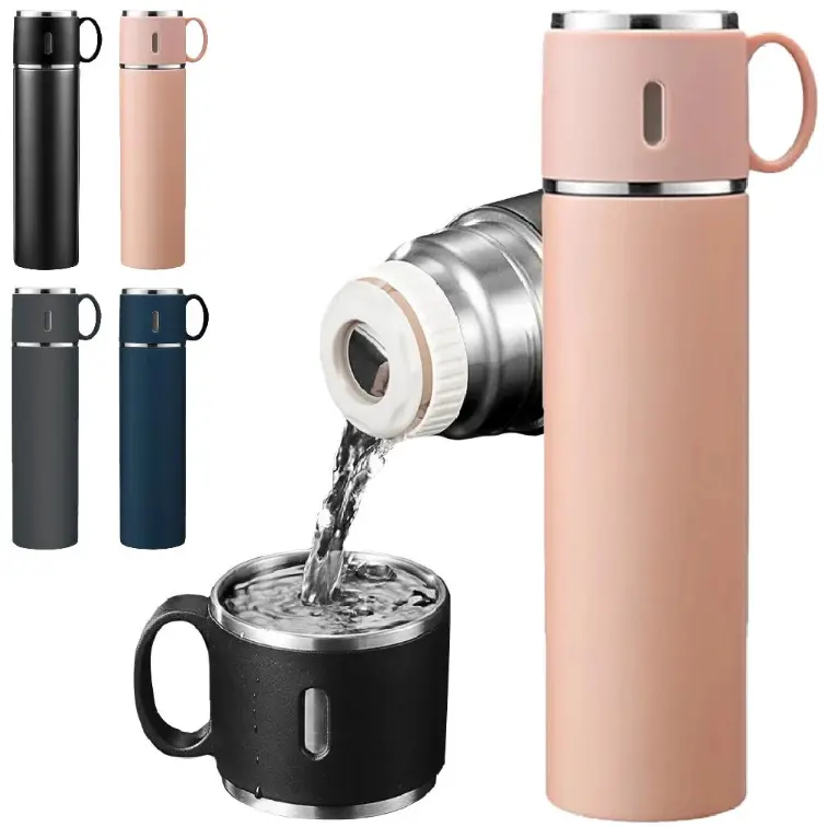 Garrafa Térmica Inox Com Copo 500ml Água Café Chá Caneca Frio Quente Com duas Xicaras - 1