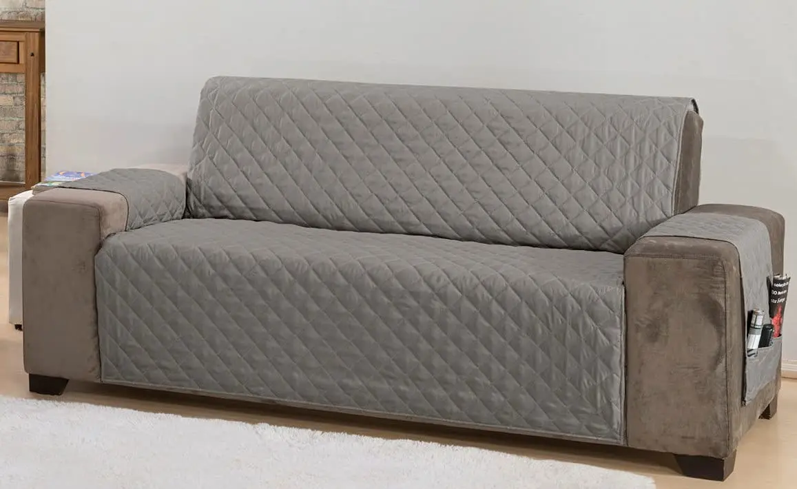 Protetor de Sofá Classic 3 Lugares Padrão Matelado Face Única Cinza
