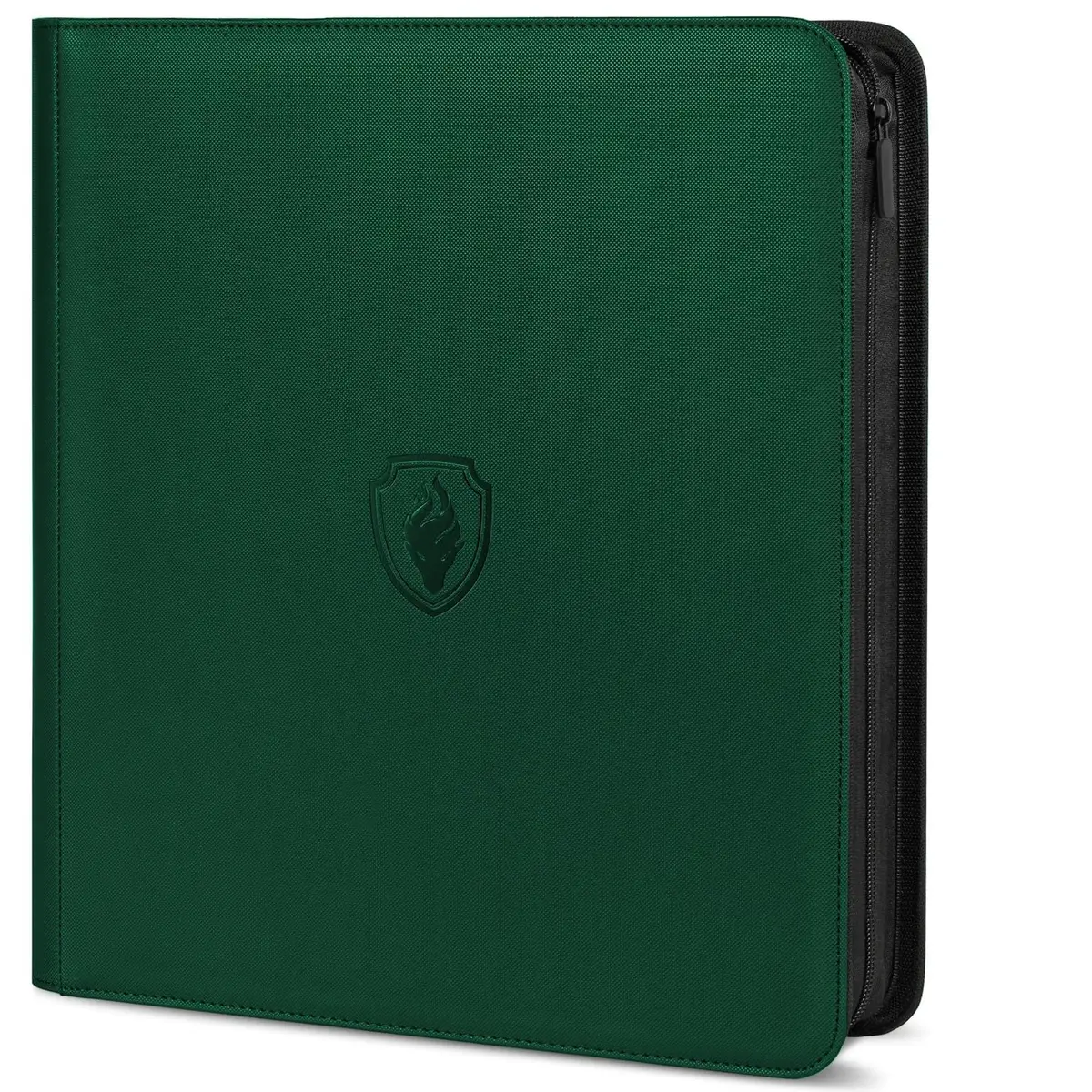 Fichário de cartão premium com zíper com 12 bolsos, Fabmaker 912 bolsos, álbum de coleção de cartões com zíper de poliuretano, suporte de livro resistente para cartões de jogo e esportes, verde