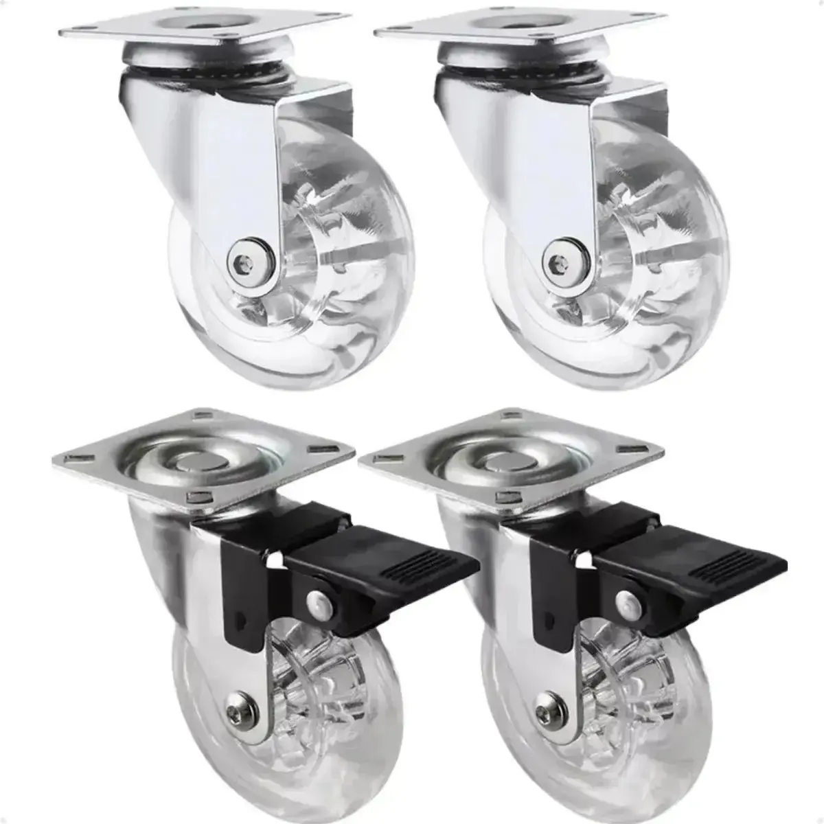 4 Rodinhas Giratório Gel Silicone Rodinha Móveis 50mm 2 Com / 2 Sem Trava - Compra Segura Ekom