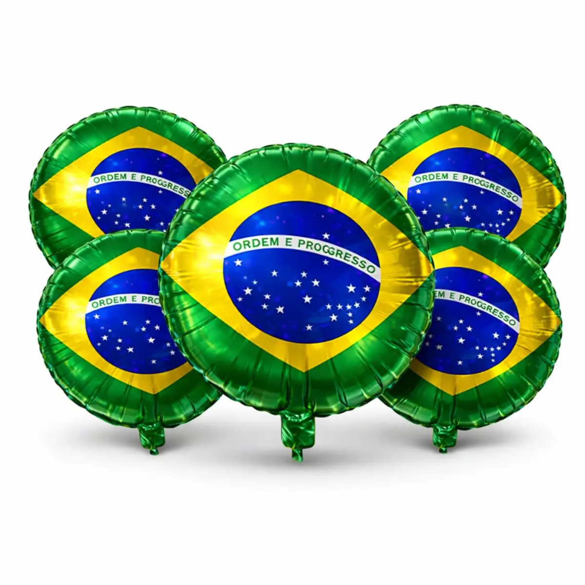 Kit 10 Balões Bandeira Brasil 18pol 45cm Metalizados para Festa Futebol | Decoração para Copa do Mundo, futebol e festas com as cores do Brasil, verde e amarelo