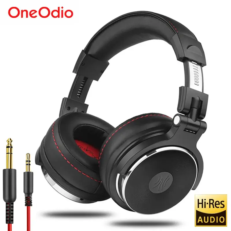 Oneodio fone de ouvido com fio com microfone, Pro 10/30/50 headphone profissional studio DJ, over ear HiFi monitor headset com Hi-Res áudio, Para o PC Telefónico