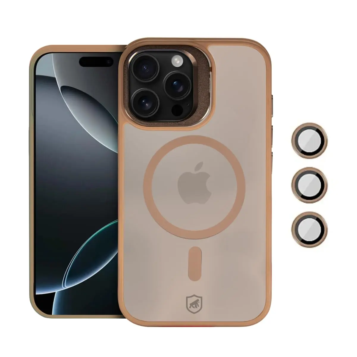 Gshield Capa Case Capinha Titanium Desert com Protetores de Lente e Alça Suporte Elevada na Câmera, Compatível com MagSafe para (Bege, iPhone 16 Pro Max)