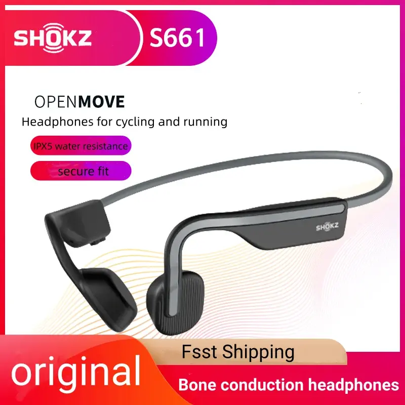 Original shokz openmov s661 fone de ouvido de condução óssea ip55 resistente à água sem fio fone de ouvido bluetooth 5.1 esporte fones de ouvido abertos