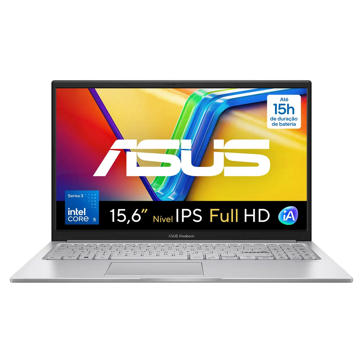 Notebook ASUS Vivobook 15, Intel Core 5, 8 GB, 256 GB SSD, W11 Home, 15.6'' FHD, Cool Silver - X1504MA-BQ300W