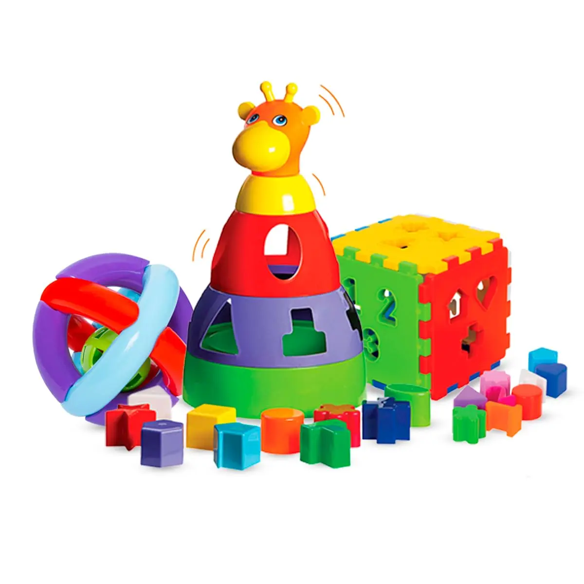 Kit de Brinquedos Educativos Bebês Infantil Menino e Menina 1 ano Didático Encaixar e Montar - 1