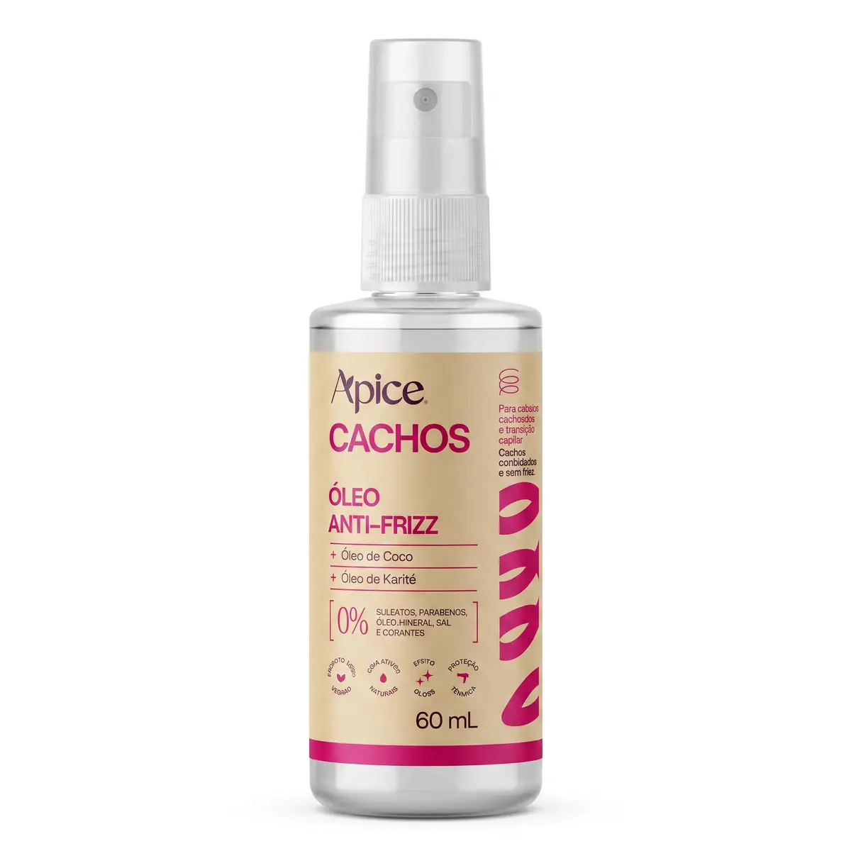 Óleo Capilar Ápice Cachos Nutritivo 60 ml | Controle do Frizz e Definição de ondas e cachos