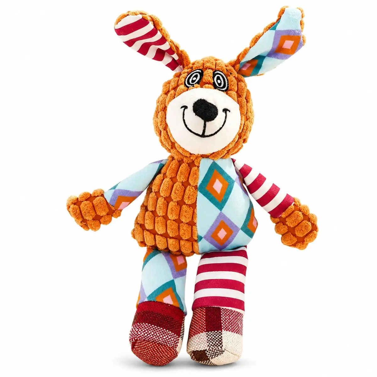 Brinquedo Coelho de Pelúcia com Apito 32 cm Mordedor para Cães | Macio e Divertido, Cães Pequenos e Médios, Brinquedo Interativo, Sonoro com Apito, Pelúcia Colorida