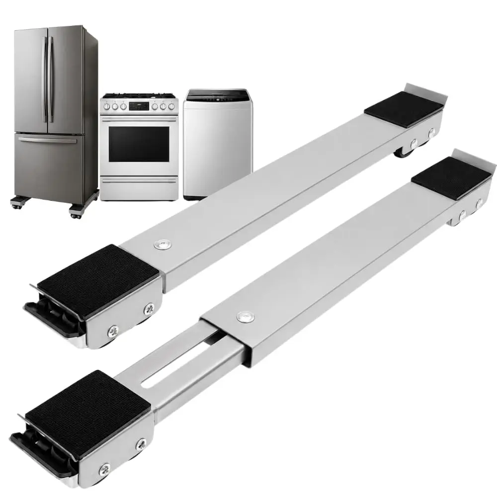 Suporte com Rodinhas Ajustável para Eletrodomésticos até 200 kg | Estrutura em Aço e Metal, Base Antiderrapante, Facilita Limpeza do Piso, Extensível Universal, Protege o Piso
