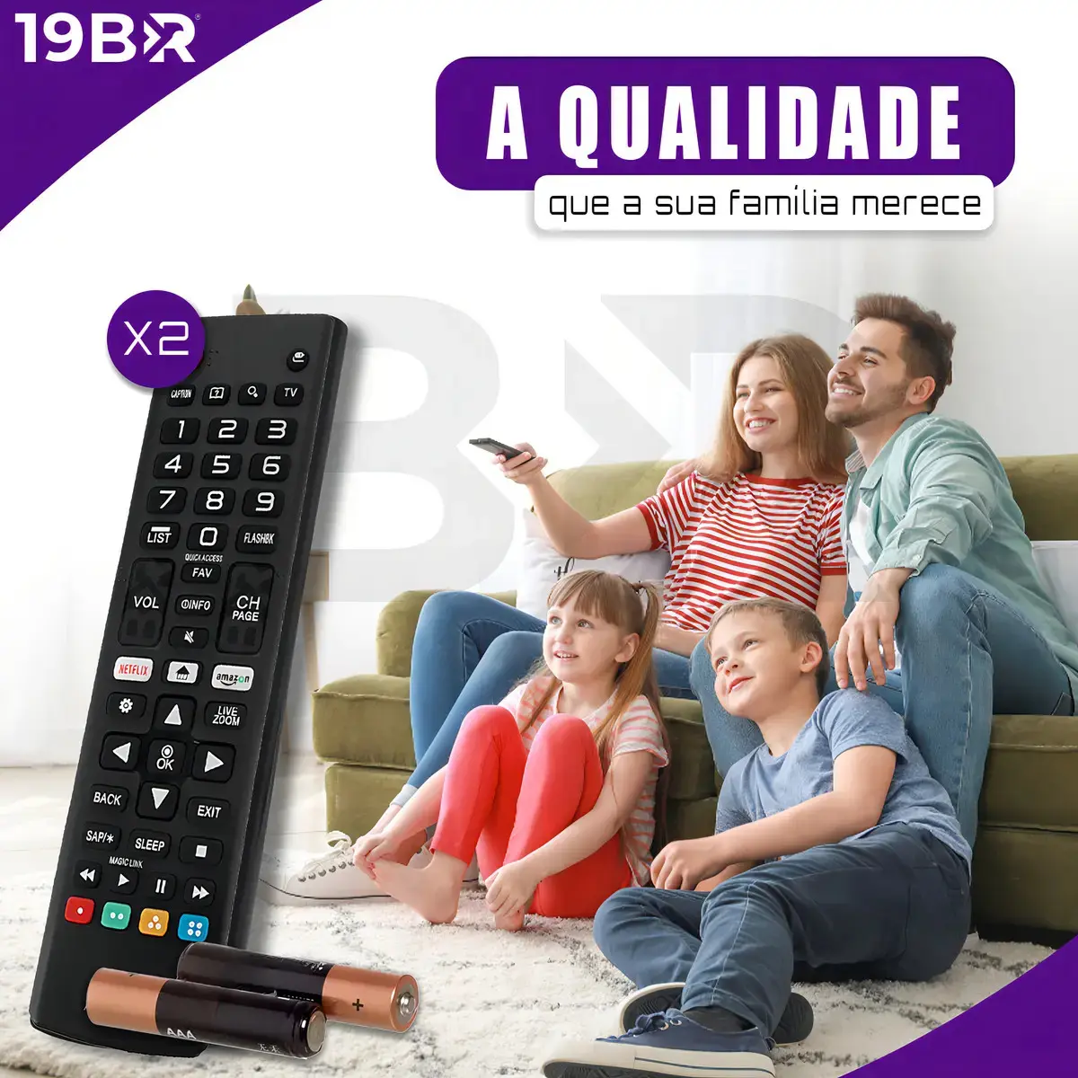Kit 2 Controle Remoto Para Tv LG Smart + 4 Pilhas Com Teclas Netflix E Prime Video thumbnail 4