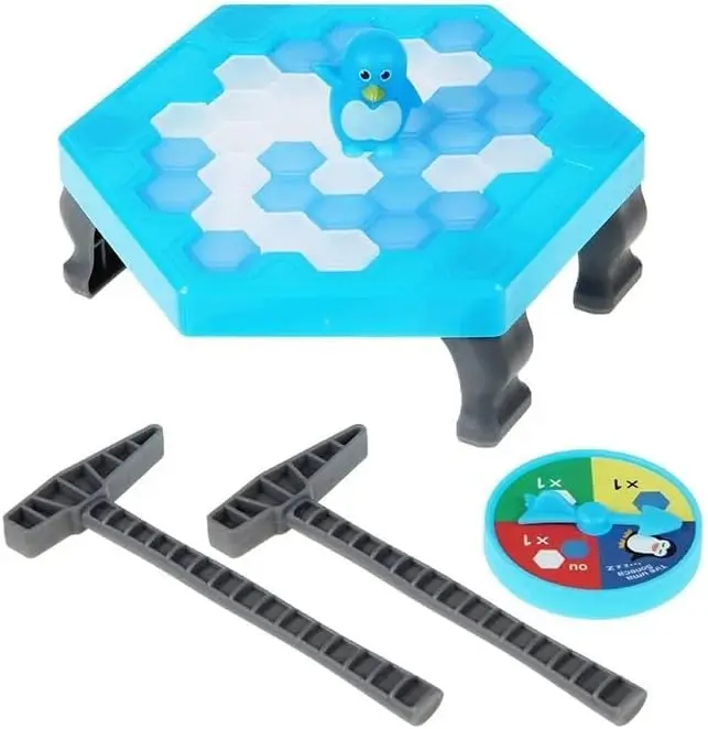 Jogo Quebra-Gelo do Pinguim, Plataforma Hexagonal, com Martelos e Spinner, para 2 Jogadores, 5+ Anos