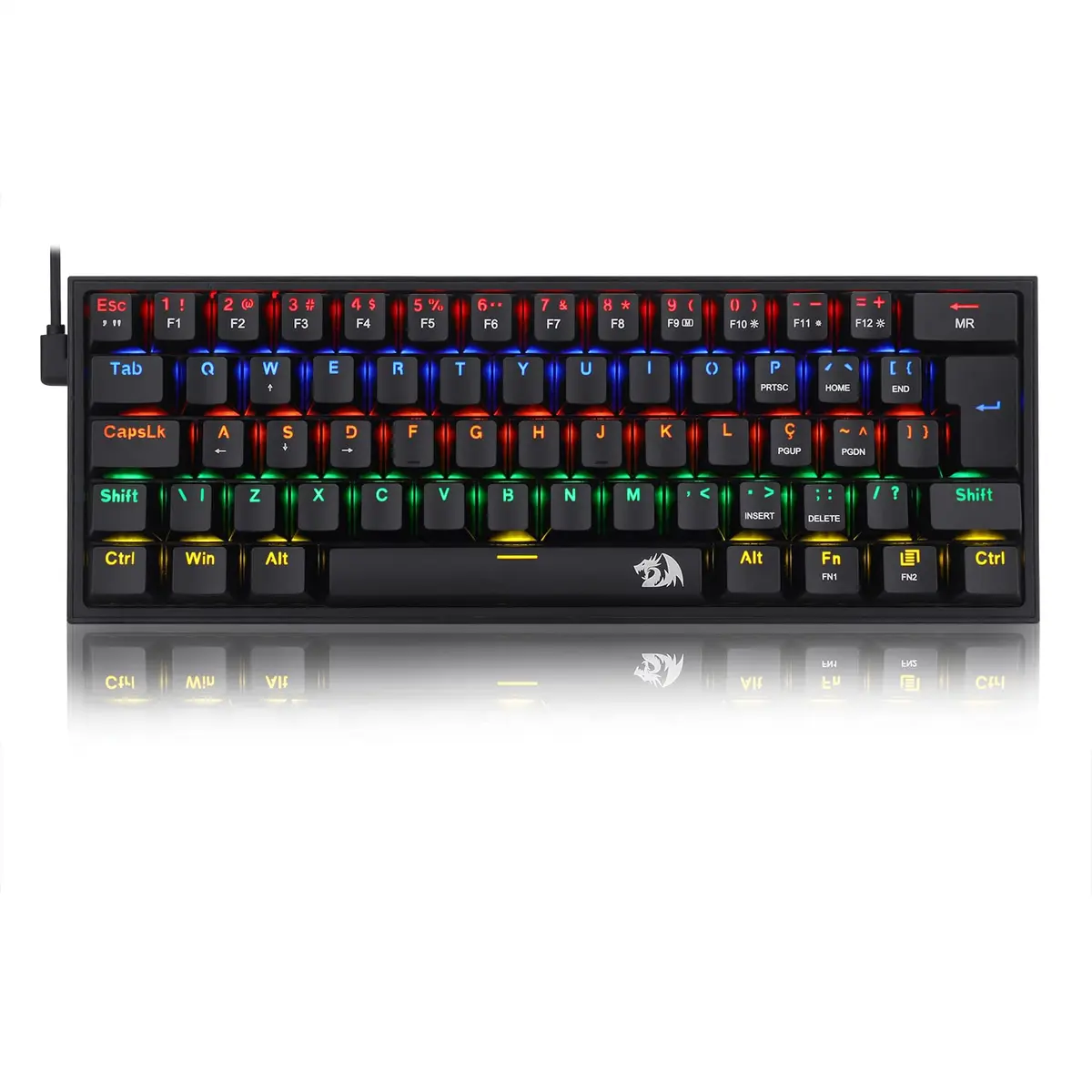 Redragon TECLADO MECANICO GAMER FIZZ RAINBOW PRETO SWITCH AZUL