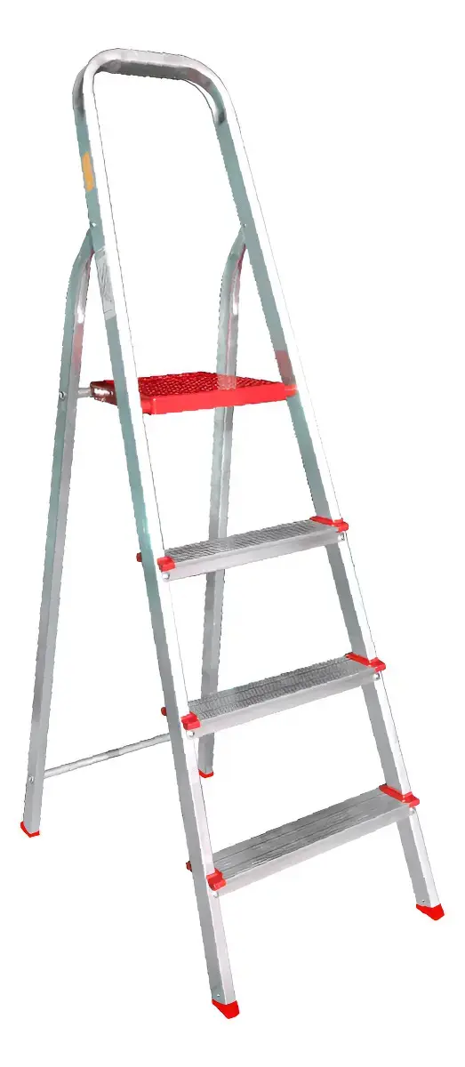 Escada Botafogo Lar & Lazer ESC0063 Doméstica De Alumínio 4 Degraus Prata Cor Phantom red