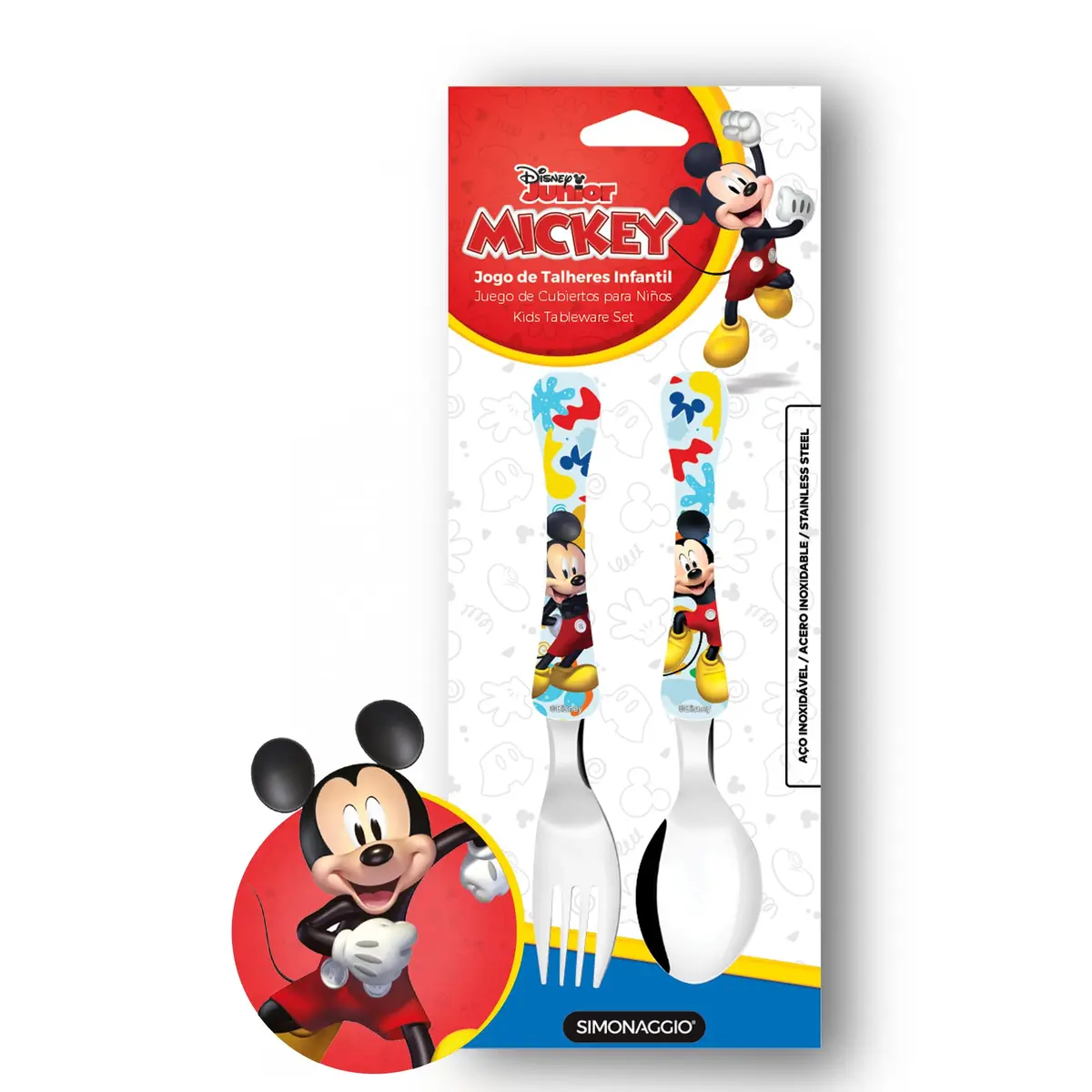 Simonaggio Conj C/2 Talheres Infantil Disney Kids Mickey 22220