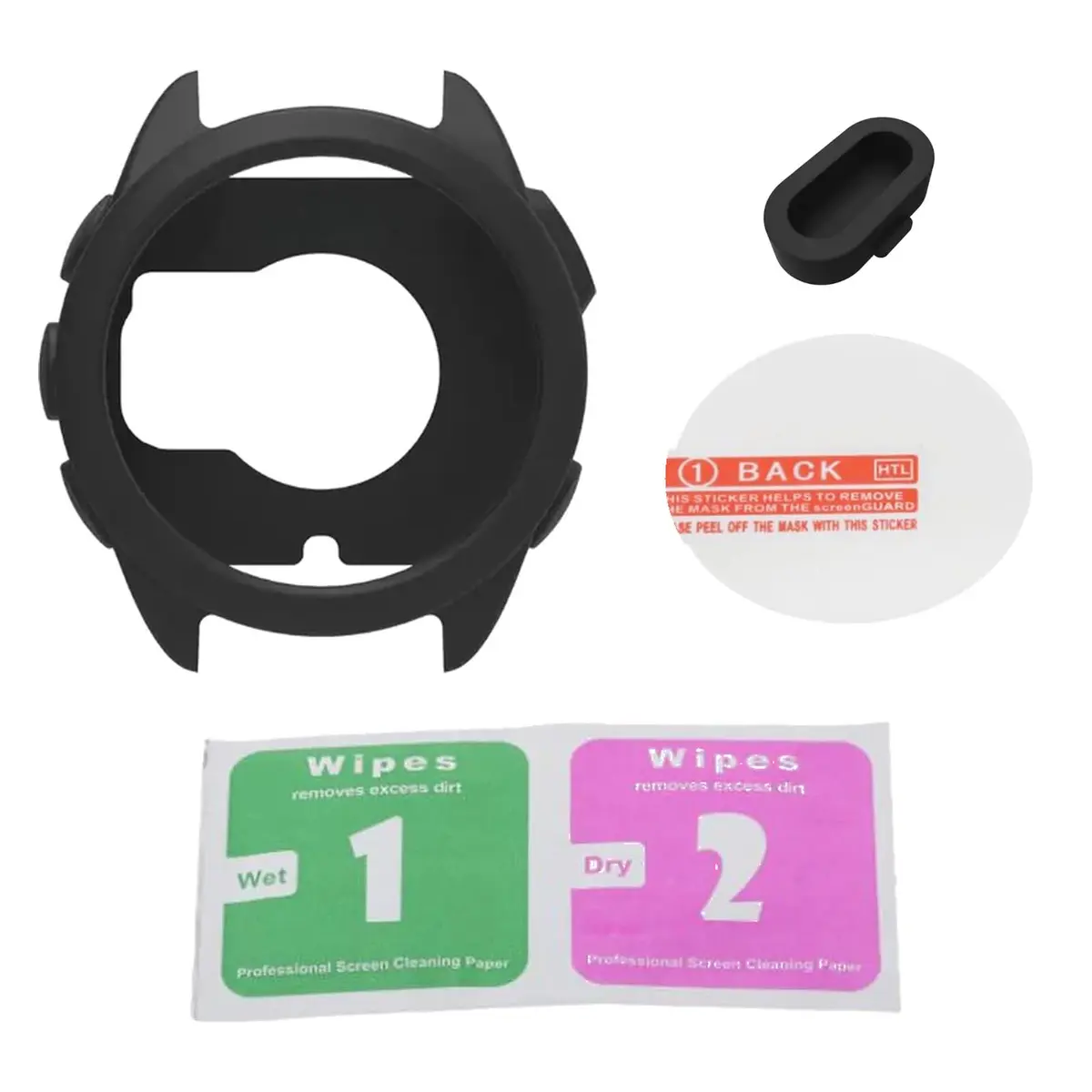 Kit Capa + Película + Plug para Garmin Forerunner 165 e 165 Music | KIT COMPLETO: capa de silicone, película de vidro 9H, plug do carregador e kit de limpeza. Tudo em uma única compra. - 1