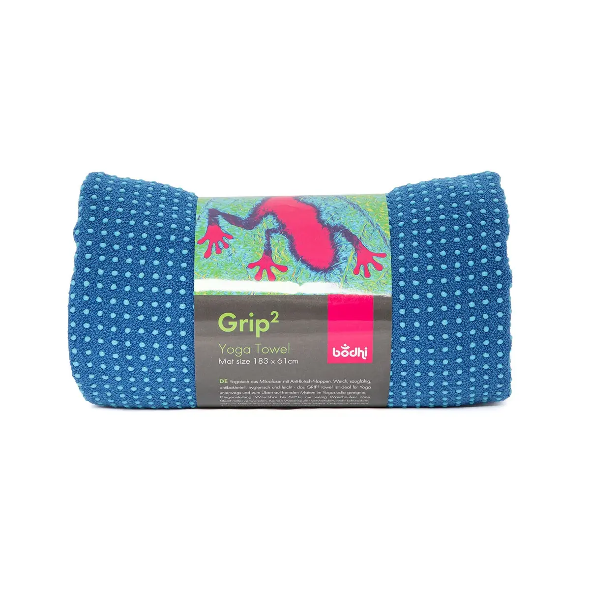 Bodhi Toalha de Yoga Microfibra, com Pontos de Silicone, Indicada para Hot Yoga, Asthanga e Vinyasa, 185cm x 68cm (Azul/aqua)