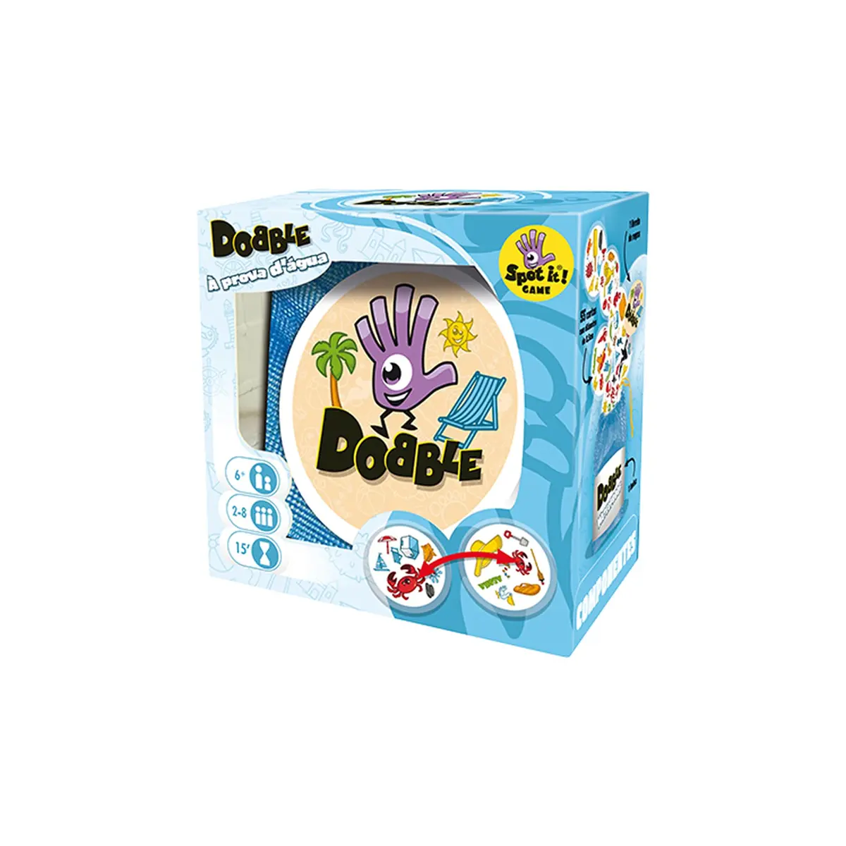 Asmodee Dobble: À Prova d'Água Jogo de Cartas para 2 a 8 Jogadores | A Partir de 6 anos, Partidas de 15 Minutos, Jogo de Observação, Agilidade e Reflexo Rápido, Cartas Impermeáveis
