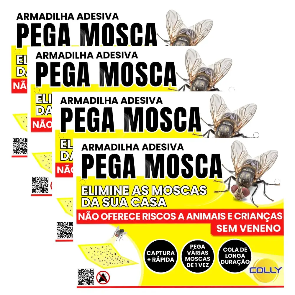 Armadilha Adesiva Pega Mosca Controle e Captura de Moscas Colly - Kit 4un - 1