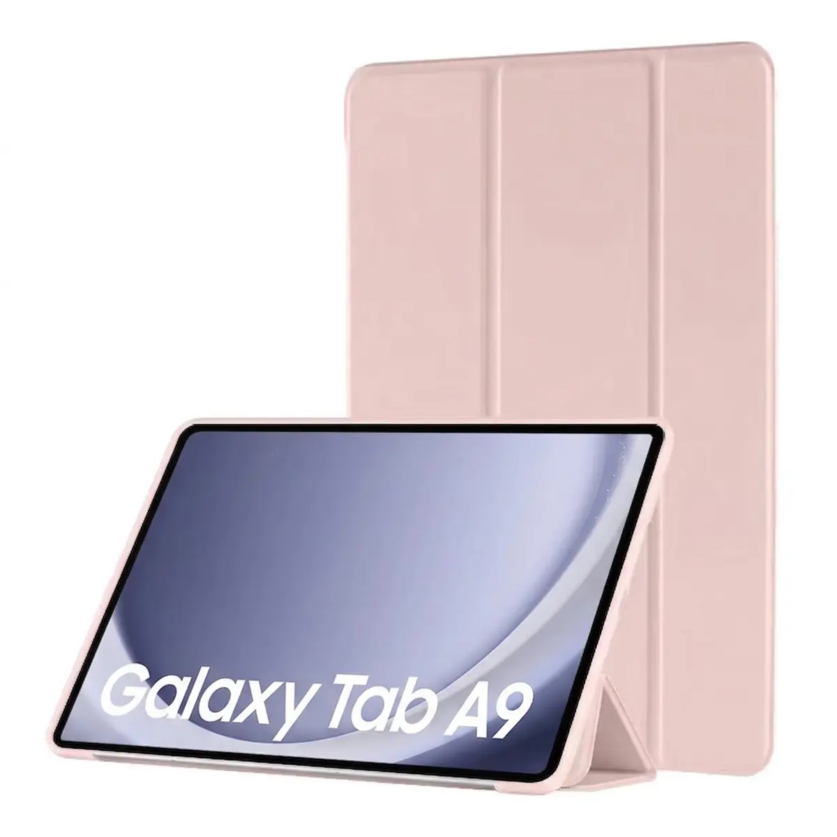 Capa compatível com Samsung Galaxy Tab A9 e A11 8.7 Silicone Aveludado com Tampa Magnética Liga Desliga Automático, Suporte Dobrável Multiângulo Estudo Vídeos Leitura (Rosa)