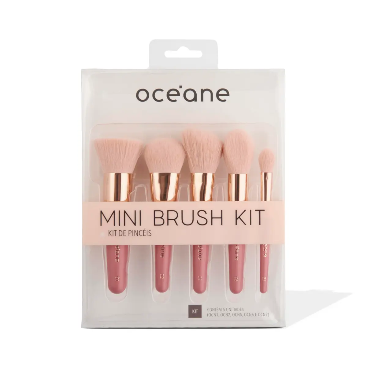 Pincéis Océane Mini Brush, Coral, Kit com 5 Unidades