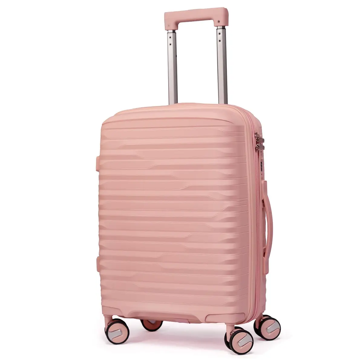Mala De Bordo 10Kg Polipropileno Viagem Medidas Padrão Anac Mala De Pequena De Mão 4 Rodas Duplas 360° Cadeado Segredo Zíper Antifurto Rígida Leve (ROSA CLARO, Pequeno)