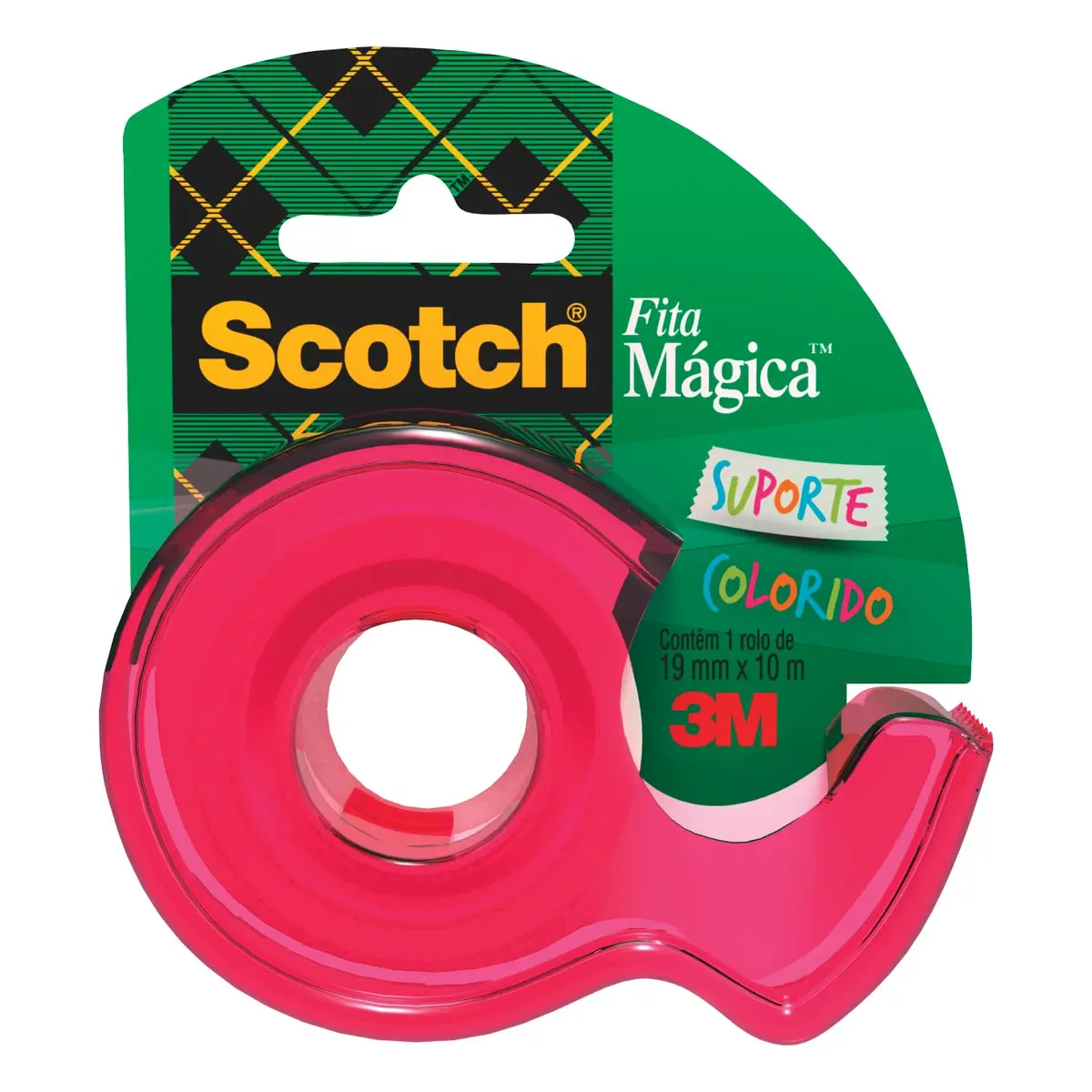 SCOTCH 3M Fita Mágica com Dispensador Rosa 19 mm x 20 m 1 Unidade | Transparente Após Aplicação, Não Amarela com o Tempo, Permite Escrita com Lápis, Caneta e Marcador Permanente