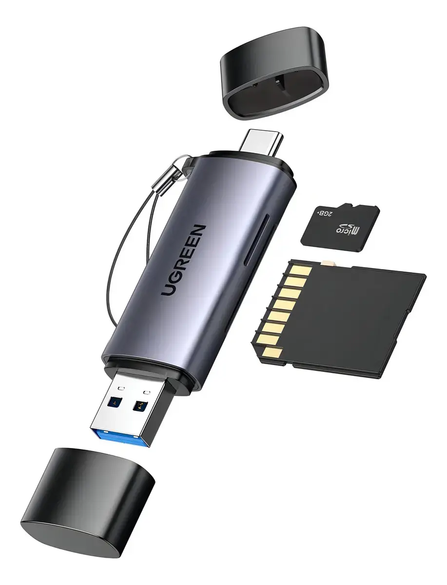 Leitor de cartão Ugreen 2 em 1 Usb C Otg Para Cartão TF e Micro SD