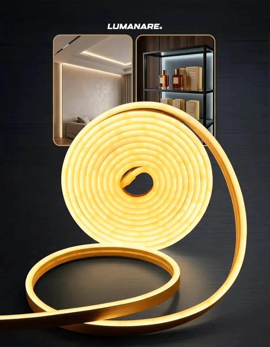 Fita LED Neon Flexível 3528 120Led 5 metros Mangueira Corte 2,5cm Cor da Luz Branco Quente Tensão IP65 3000k Alto Brilho Lumanare - 1