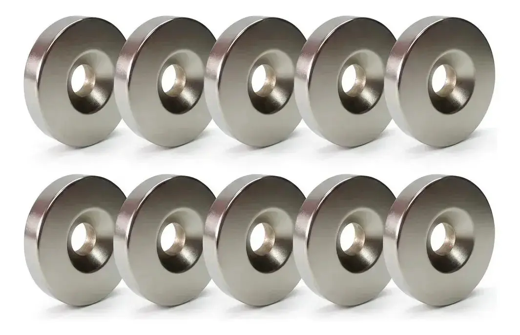 Kit com 10 Peças de Ímã de Neodímio 10x3mm N35 com Furo Central para Fixação e Projetos Criativos – Marca Neoimã