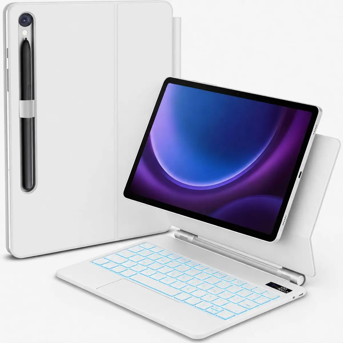 TASSOS Capa com Teclado e Trackpad para Samsung Galaxy Tab S11/S10 Lite/S10 FE/S9 FE/S9/S8/S7 11 polegadas, Design Magnético Flutuante com Trackpad, Teclado com LCD Display, Auto Sleep/Wake