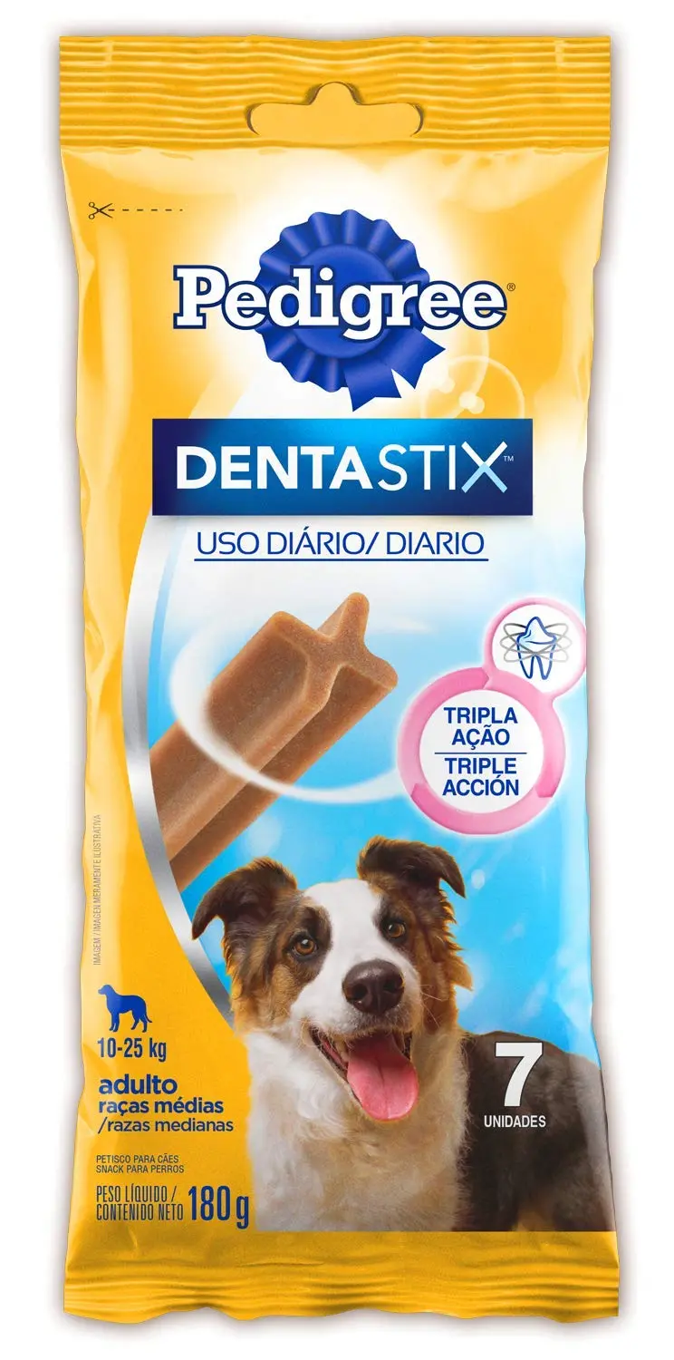 Petisco Pedigree Dentastix Cuidado Oral Para Cães Adultos Raças Médias, 7 Unidades