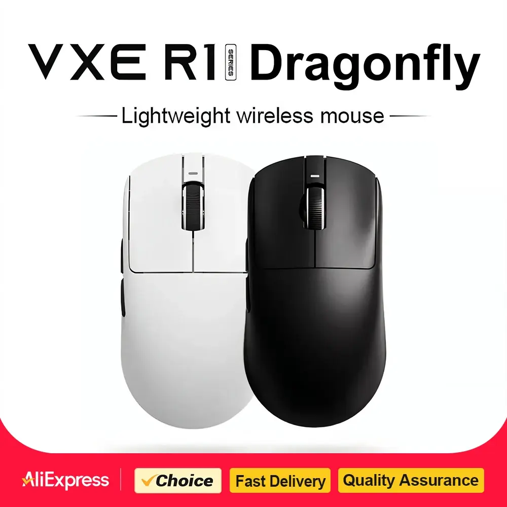 Mouse Gamer Sem Fio ATK VXE Dragonfly R1 Pro MAX para Esports, Recarregável, PAW3395 R1 Pro, Leve, Personalizado para FPS, para CSGO - 1