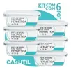 Kit 6 Potes de Vidro 640ml Herméticos Vermelhos - 1